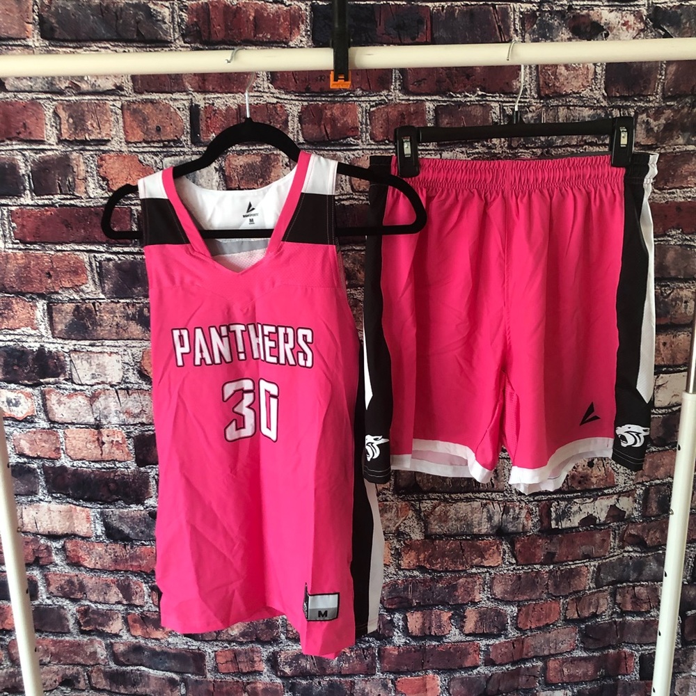 Atlanta University Panthers Womens M Pink Basketball Jersey and Shorts 30 Battle